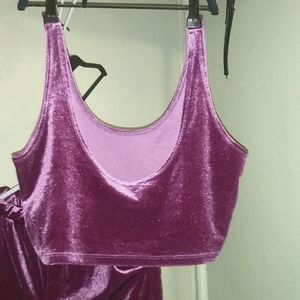 Velour SET crop tank and pants .  Size XL